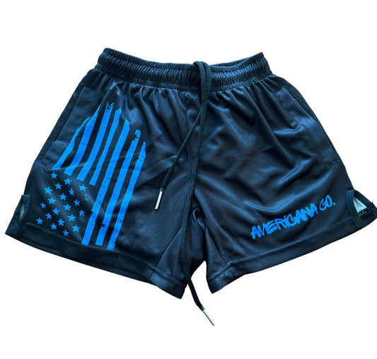 Black/ Blue Flag Shorts | Unisex