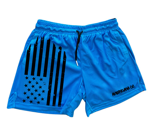 Blue/ Black Flag Shorts | Unisex